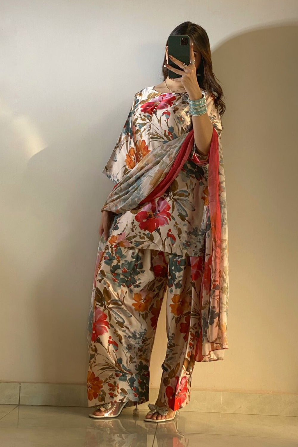 Multi Floral Farshi Shalwar Kameez with Dupatta