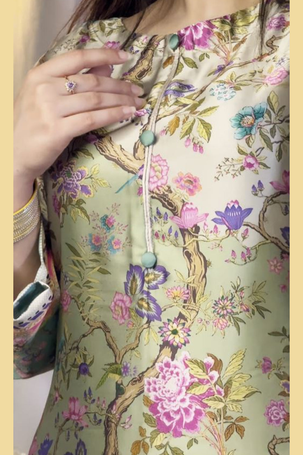 Multi Floral Farshi Shalwar Kameez with Striped Dupatta