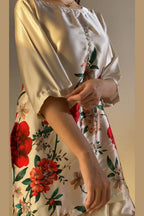 Cream Red Floral Farshi Shalwar Kameez with Dupatta