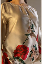 Cream Red Floral Farshi Shalwar Kameez with Dupatta