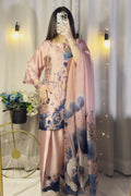 Pink Blue Floral Farshi Shalwar Kameez with Printed Dupatta