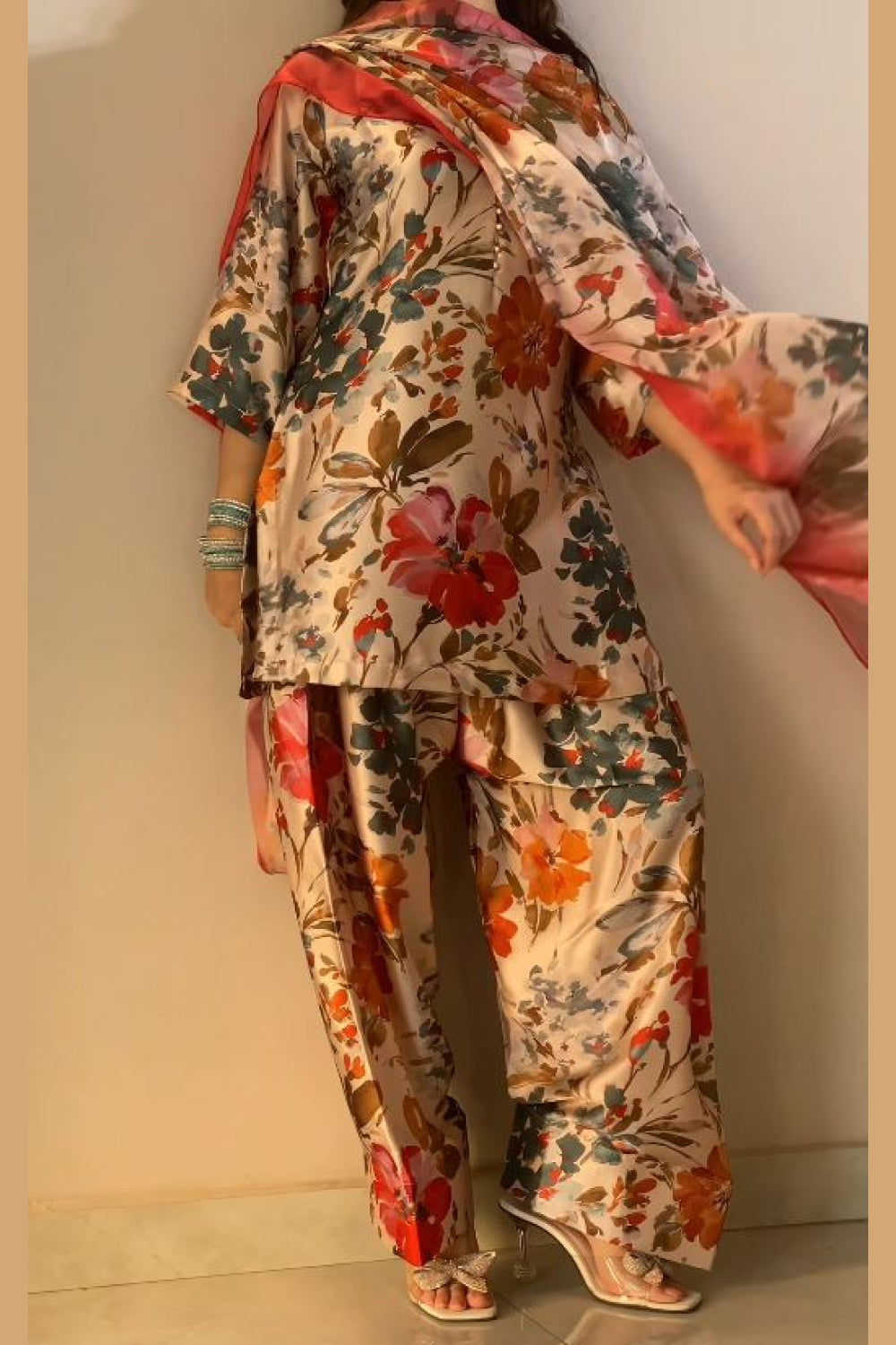 Multi Floral Farshi Shalwar Kameez with Dupatta