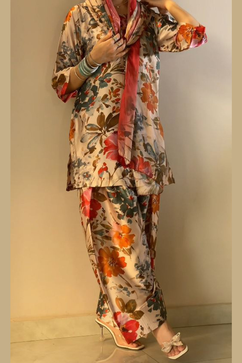 Multi Floral Farshi Shalwar Kameez with Dupatta