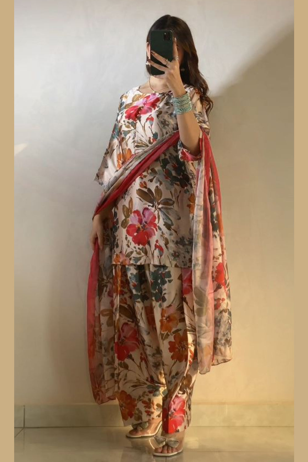 Multi Floral Farshi Shalwar Kameez with Dupatta