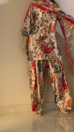 Multi Floral Farshi Shalwar Kameez with Dupatta