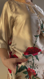 Cream Red Floral Farshi Shalwar Kameez with Dupatta